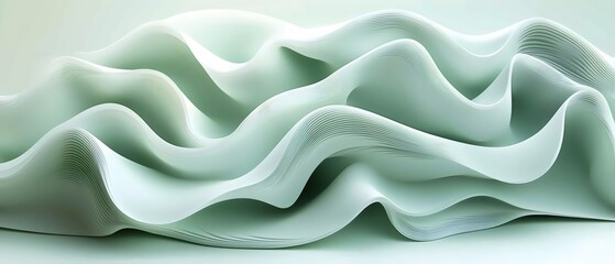 Obraz premium Abstract white waves create a serene and fluid composition, showcasing soft curves and gentle folds. The minimalist design evokes tranquility and modern elegance.