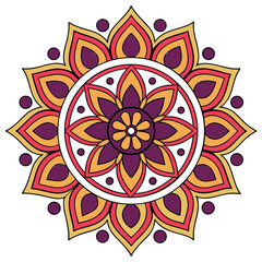 Oriental Bloom Mandala Badge Vector 