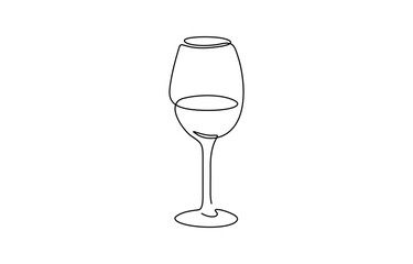 Continuous one line drawing of glasses of red wine. Toast and cheers with splash in simple linear style. Isolated on transparent background