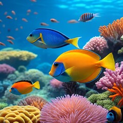 Fototapeta premium Tropical fish swimming in vibrant coral reef