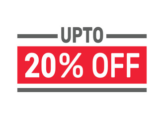 Up to 20% Off sale offer text design icon vector illustration