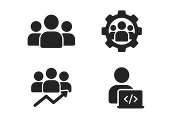 Obraz premium Essential symbols for business, teamwork, performance growth, management, and software development