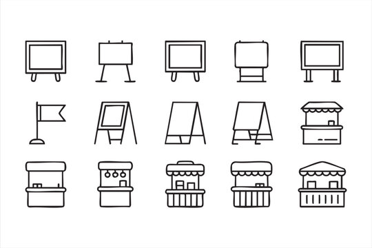 Retail Stall Vector Symbols for Popup Shops and Outdoor Markets