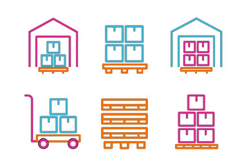 Shipping boxes, storage pallets, and delivery operations in logistics and warehousing