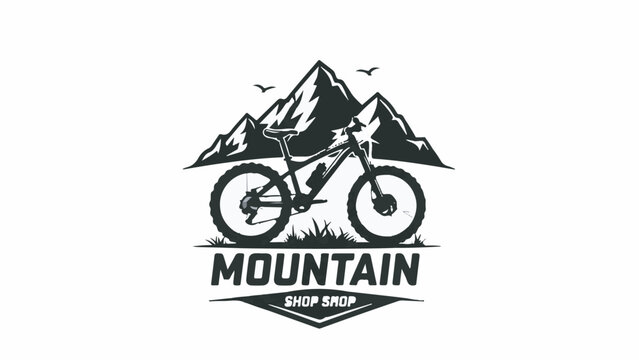 Mountain bike logo template with mountain graphic for cycling shop or outdoor adventure branding