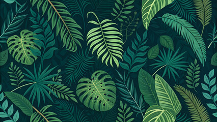 green leaves background, Tropical jungle leaves pattern, exotic plants, bright green tones, seamless