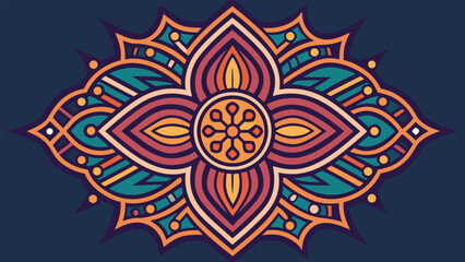 Abstract geometric decorative line pattern with colorful elements and modern design