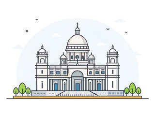 Victoria Memorial in Kolkata, vectorized minimalist