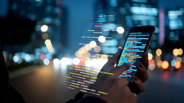 Developer programmer typing and design software code with device sceen.deep learning with computer technology