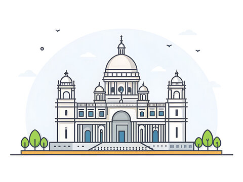 Victoria Memorial in Kolkata, vectorized minimalist