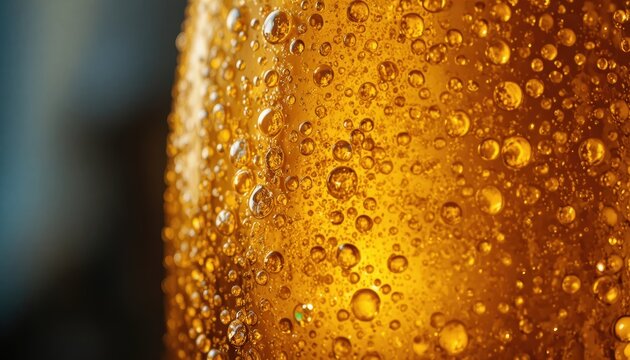 Close-up of a sparkling beer glass filled with refreshing golden liquid Generative AI