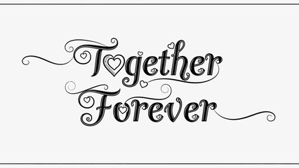 Elegant script text reads "Together Forever" with decorative swirls and hearts, symbolizing love and commitment.