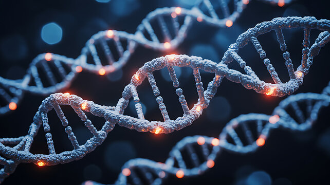 Dna helix with glowing elements