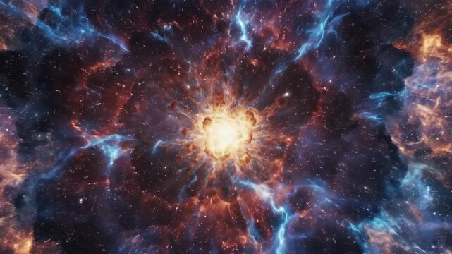 Cosmic event of stellar explosion and nebula formation in deep space