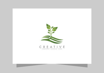 Agriculture and Farming Field, Eco-Friendly Plant icon, Green Farm Field logo vector design