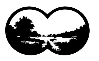 Landscape View Through Binoculars Silhouette