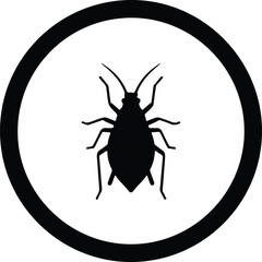 Illustration bed bug silhouette vector in circle sign for disinfection