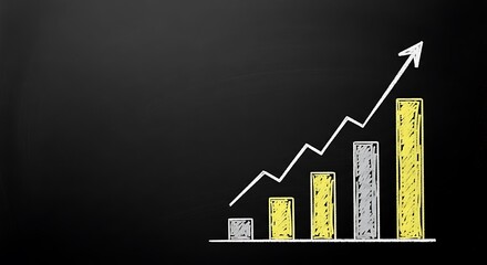 Chalkboard Bar Chart Illustrating Business Growth and Financial Success Concepts