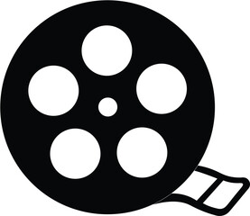 black and white film roll icon
