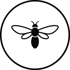 Illustration black bee inside a circle silhouette vector