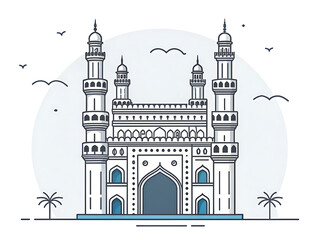 Charminar in clean monochrome line art