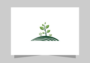 Agriculture and Farming Field, Eco-Friendly Plant icon, Green Farm Field logo vector design