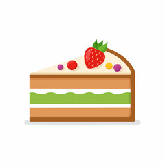 Flat Design Fruit Cake Slice Icon