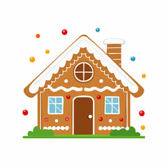 Flat Design Gingerbread House Icon