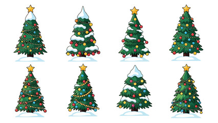 Festive Christmas Tree Collection Animated Holiday Season Celebrations and Decorations