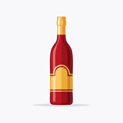 Flat Design Bottle of Wine Icon