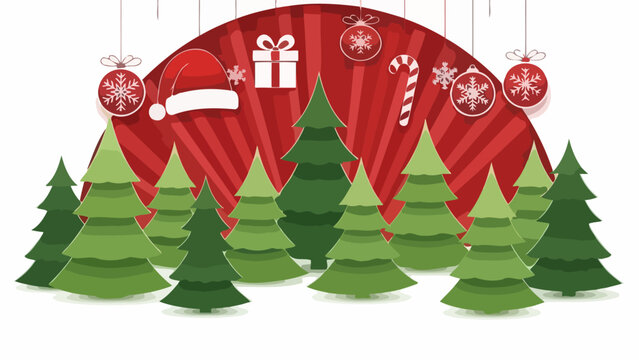 Festive forest scene adorned with christmas ornaments and a delightful holiday atmosphere