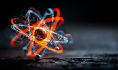 Glowing red and orange ball with a black background. The ball is surrounded by a series of smaller circles