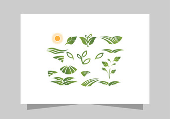Green Nature and Agriculture Logo Elements Collection vector design 