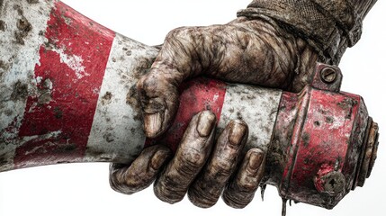 Closeup Dirty Hands Shaking A Stripped Container
