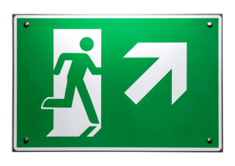 emergency exit sign isolated on transparent background