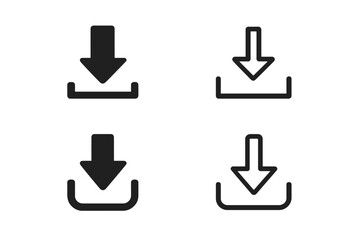 Fototapeta premium Collection of four different download icons for web and mobile application user interface design