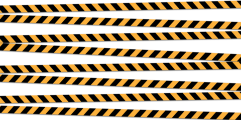 Abstract pattern of yellow and black diagonal stripes on transparent background