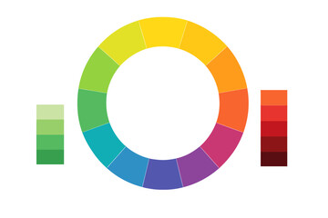 Obraz premium Comprehensive color wheel diagram with complementary and analogous palettes for design