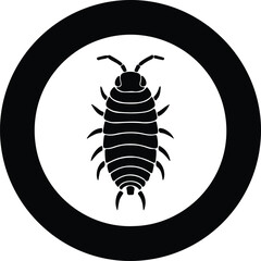 Illustration Pill bug woodlouse icon glyph round sign silhouette vector