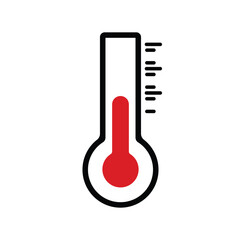 Thermometer showing high temperature in a simple and clear design for weather indication and analysis