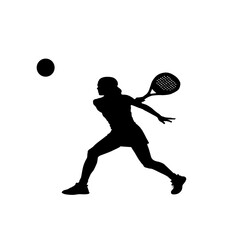 Tennis player silhouette ready to strike the ball with racket