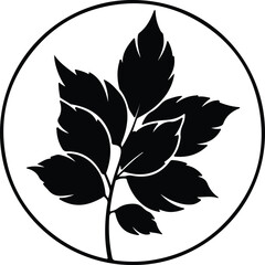 Illustration simple leaf design inside circle silhouette vector