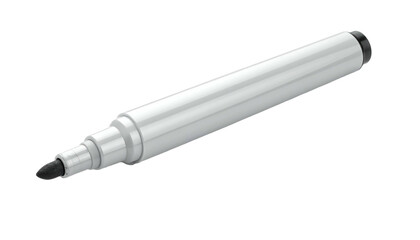 Silver marker, black tip, angled diagonal on plain dark background