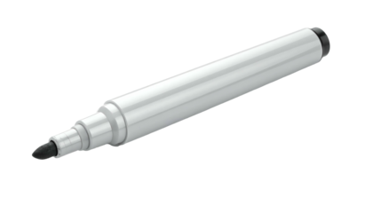 Silver marker, black tip, angled diagonal on plain dark background