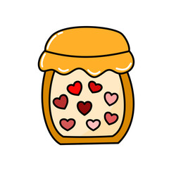 Jar of Love Hearts - Cute Cartoon Illustration