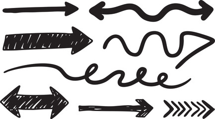 Hand Drawn Arrow Clipart: Black Sketch Arrows, Curved & Bold Arrow Designs