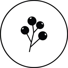 Illustration sprig of berries inside a circle minimal silhouette vector