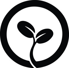 Illustration sprout seedling in circle organic agriculture symbol silhouette vector