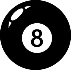 eight ball number eight, Black and White 8 Ball Vector Illustration, Billiard ball icon.Black billiard ball number 8 isolated on transparent background