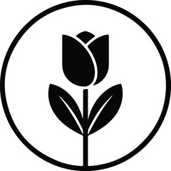Illustration Tulip flower icon in a circle minimal silhouette vector